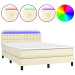 vidaXL Sommier à lattes de lit avec matelas et LED Crème 140x190 cm