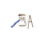 AXI Beach Tower avec Balancoire Simple Marron Blanc Bleu Toboggan