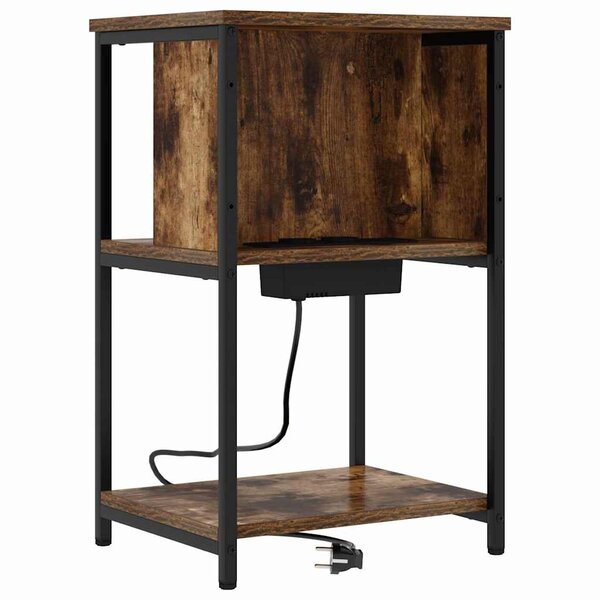 vidaXL Cabinet de chevet Chêne fumé 38 x 31 x 61 cm Bois d'ingénierie