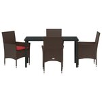 vidaXL Ensemble table et chaises avec coussin 5 Pièces Marron Rotin PE