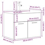 vidaXL Armoire lavabo de salle de bain avec bassin intégré et robinet