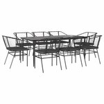 vidaXL Ensemble à manger de jardin coussins 9Pièces noir poly rotin verre