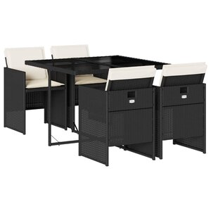 vidaXL Ensemble à manger de jardin coussins 5Pièces Noir Résine tressée