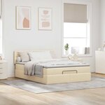 vidaXL Lit ottoman avec matelas et LED crème 140x190 cm tissu