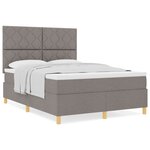 vidaXL Lit à sommier avec matelas taupe 160x200 cm en tissu