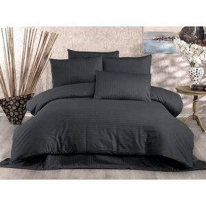 Parure de lit 70 polyester - housse de couette 220 x 240 + 2 taies d'oreiller 60 x 60 - Anthracite