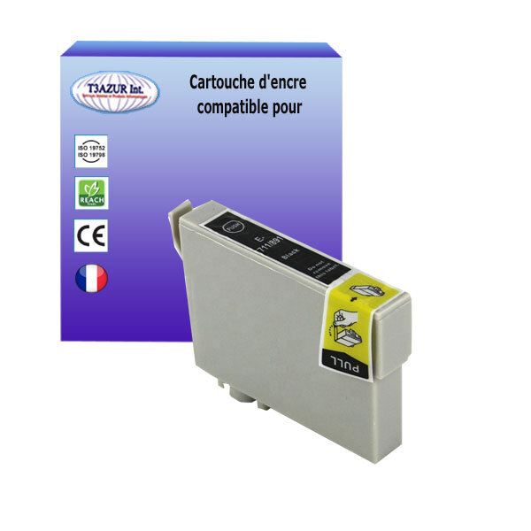 Cartouche Compatible pour Epson Stylus DX5050 DX6000 DX6050 DX7000F DX7400 DX7450 DX8400 DX8450 DX9400F  remplace Epson T0711  Noire - T3AZUR