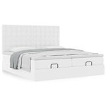 vidaXL Cadre de lit ottoman et matelas blanc pur 180x200 cm similicuir