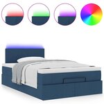 vidaXL Lit ottoman avec matelas et LED bleu 120x190 cm tissu