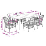 vidaXL Ensemble à manger de jardin et coussins 7 Pièces gris clair rotin