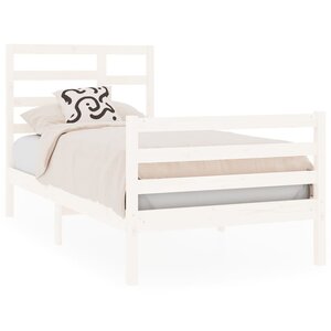 vidaXL Cadre de lit Blanc Bois massif 75x190 cm Petit simple