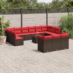 vidaXL Salon de jardin avec coussins 14 Pièces marron résine tressée