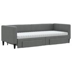 vidaXL Lit de jour avec gigogne et tiroirs gris foncé 80x200 cm tissu