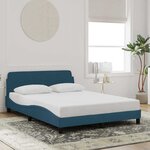 vidaXL Cadre de lit avec tête de lit Dover bleu 140x190cm velours