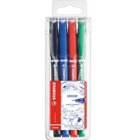 Pochette de 4 stylos-feutres pointe extra-fine sur amortisseur STABILO