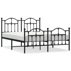 vidaXL Cadre de lit métal sans matelas avec pied de lit noir 140x200cm