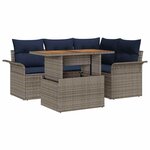 vidaXL Ensemble de canapé de jardin 5 Pièces gris et bleu marine