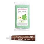 Pâte à sucre verte 250 g arôme pomme + Stylo chocolat