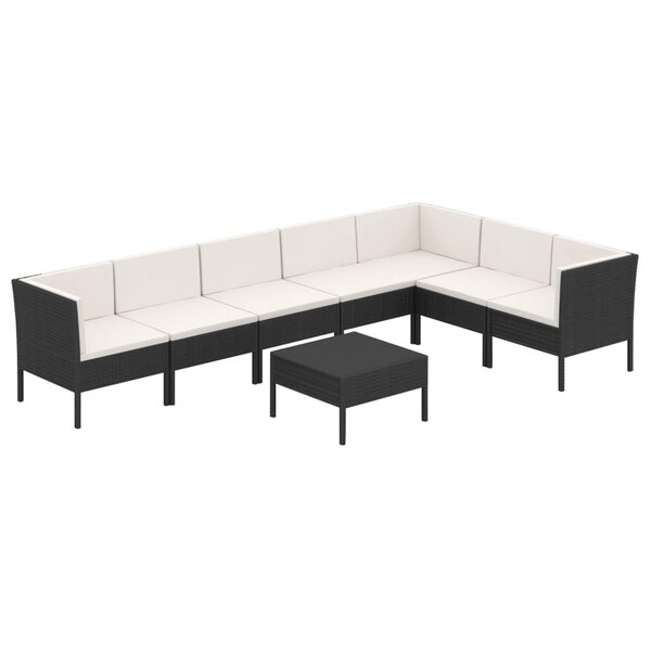 vidaXL Salon de jardin 8 Pièces avec coussins résine tressée noir