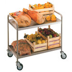 Chariot mobile de service en inox - 2 niveaux 800 x 500 mm -  - inox