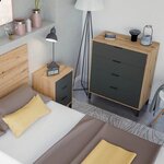 Commode 4 tiroirs décor chêne noueux et gris anthracite - L77 5 cm - Bois clair