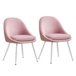 Lot de 2 chaises salle à manger supportant jusqu’à 120 kg coussin rembourré 55 cm d’épaisseur pieds évasés pour bureau salon rose 12_0006217