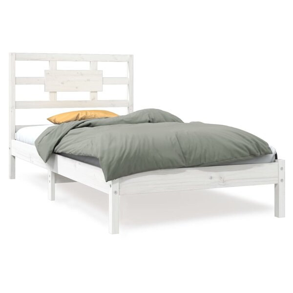 vidaXL Cadre de lit Blanc Bois massif 90x200 cm
