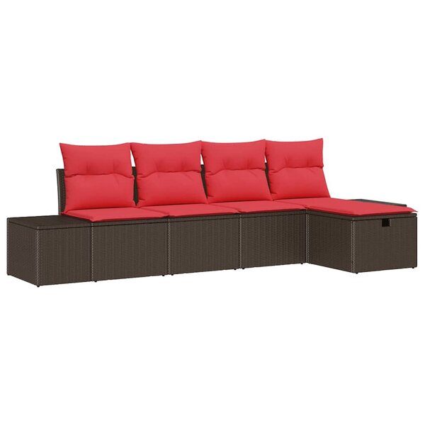 vidaXL Ensemble de canapé de jardin 5 Pièces Marron polyrotin