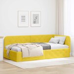 vidaXL Cadre de lit d'angle avec tête de lit Jaune 90 x 200 cm Velours