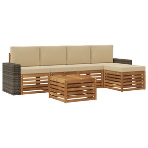 vidaXL Ensemble de canapés d'extérieur 6 pc Naturel et Beige