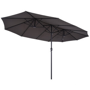 Parasol de jardin XXL parasol grande taille 4 6L x 2 7l x 2 4H m ouverture fermeture manivelle acier polyester haute densité gris