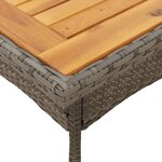 vidaXL Table de jardin et dessus en bois d'acacia gris résine tressée