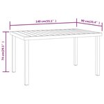 vidaXL Table de jardin noire 140x90x74 cm aluminium et WPC