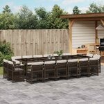 vidaXL Ensemble à manger de jardin et coussins 17 Pièces marron rotin