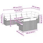 Ensemble de canapés de jardin 9 pièces avec coussins en poly rattan marron