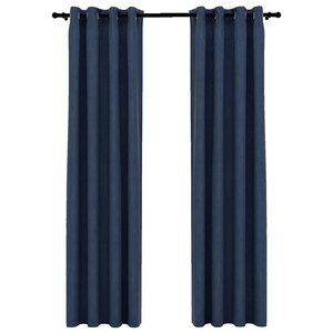 vidaXL Rideaux occultants Aspect lin avec œillets 2 Pièces Bleu 140x225cm