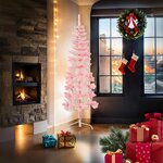 vidaXL Demi sapin de Noël artificiel mince avec support Rose 180 cm