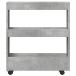 vidaXL Chariot de rangement étroit 3 niveaux gris béton