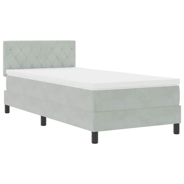 vidaXL Lit à ressort LED avec matelas Gris clair 90 x 190 cm Velours