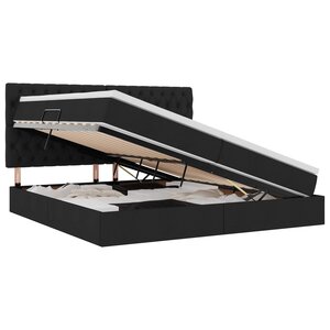 vidaXL Lit de rangement LED avec matelas Noir 200 x 200 cm Tissu