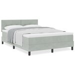 lit à ressort vidaXL avec matelas gris clair 160x200 cm en velours