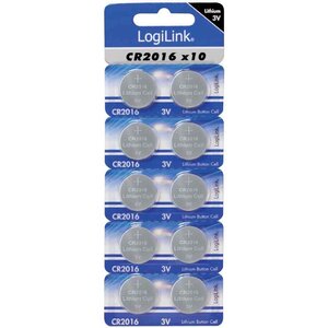 Blister de 10 piles bouton lithium 'Ultra Power' CR2016 LOGILINK