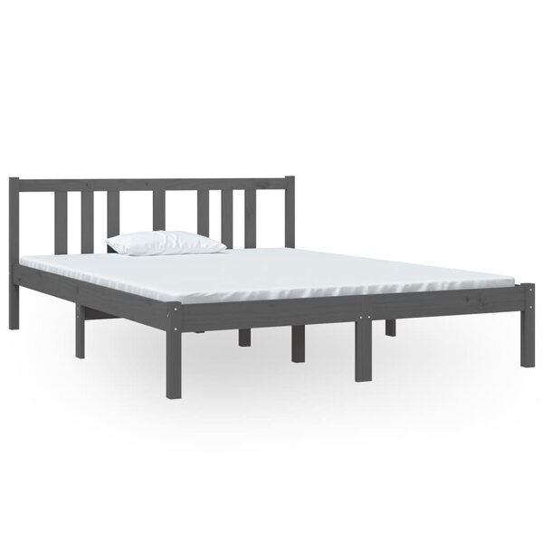 vidaXL Cadre de lit sans matelas gris bois massif 140x190 cm