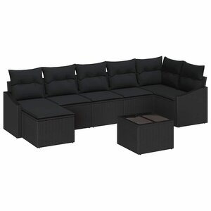 vidaXL Ensemble de canapé de jardin 8 Pièces Noir Poly rotin