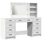 vidaXL Table de Toilette avec tiroir 3 Pièces Blanc Bois d'ingénierie
