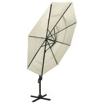 vidaXL Parasol à 4 niveaux avec mât en aluminium Sable 3x3 m