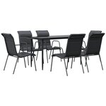 vidaXL Ensemble à manger de jardin 7 Pièces noir textilène et acier