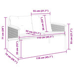 vidaXL Banc de jardin avec coussins 116 cm noir acier