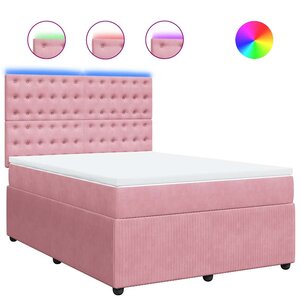 vidaXL Sommier à lattes de lit avec matelas Rose 140x200 cm Velours