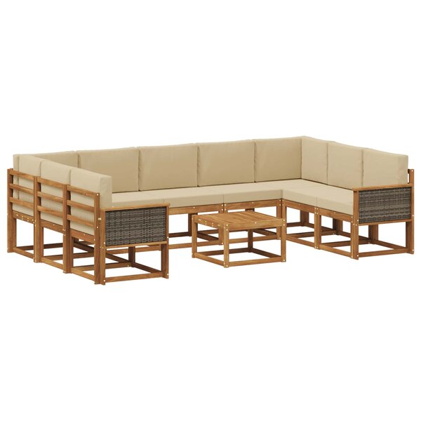 vidaXL Ensemble de canapés d'extérieur 10 Pièces Naturel et Beige
